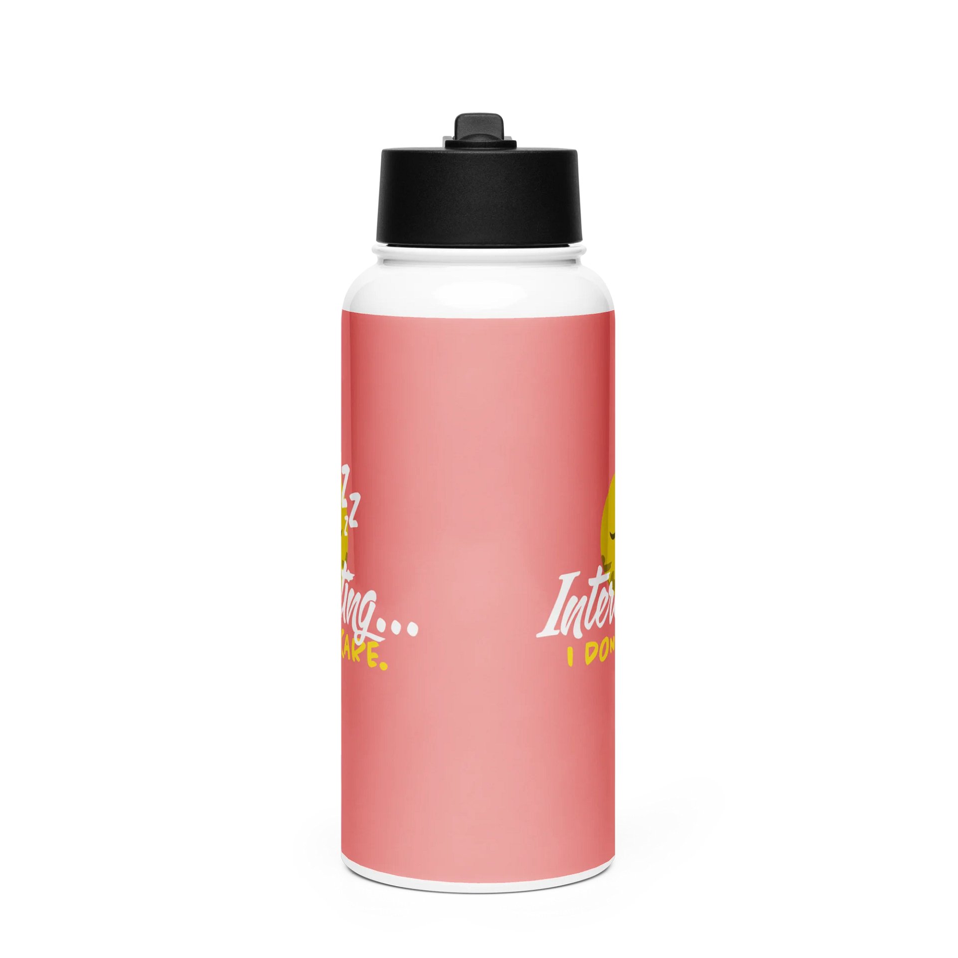 "I Don't Care" Stainless Steel Water Bottle (Pink) product image (3)
