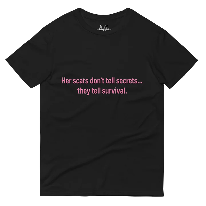 Her Scars Don’t Tell Secrets — Black & White T‑Shirt product image (3)