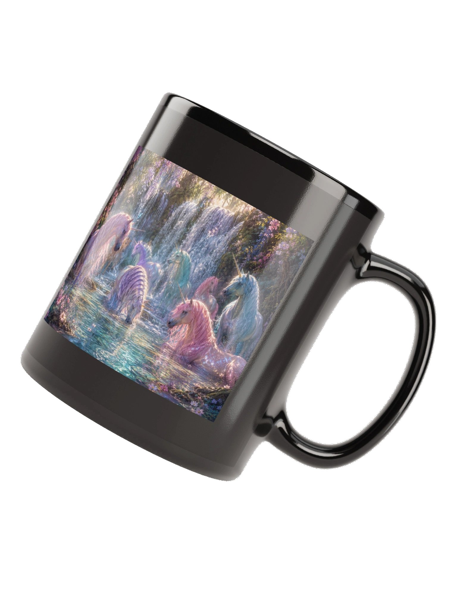 Waterfall Unicorns Black Glossy Mug product image (12)