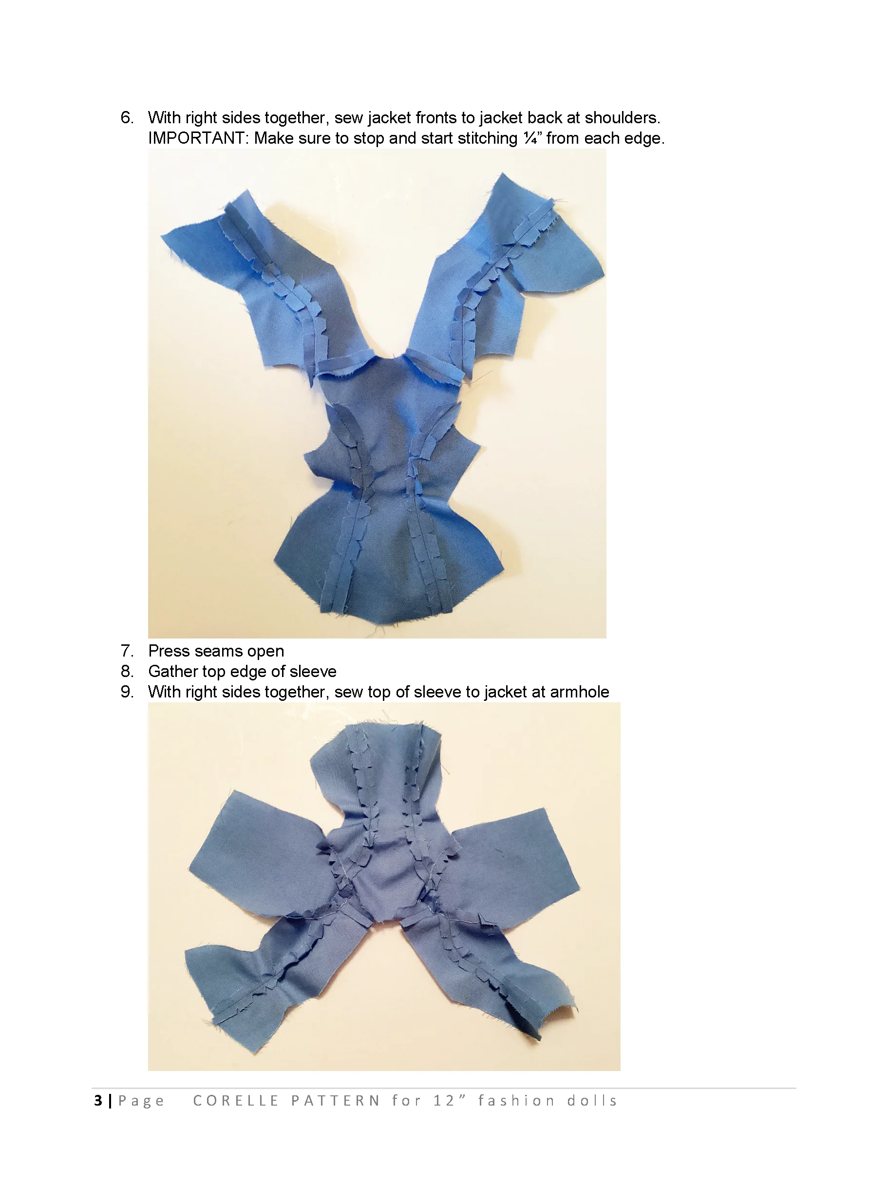 Corelle sewing pattern for 12" fashion dolls product image (3)