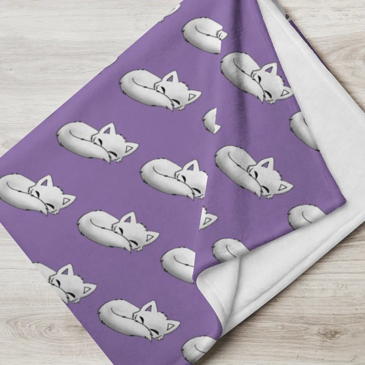 Sleepy Fox Throw Blanket with Purple Background product image (1)