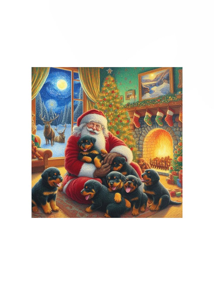 Jolly Santa & Rottweiler Puppies Christmas Poster product image (3)