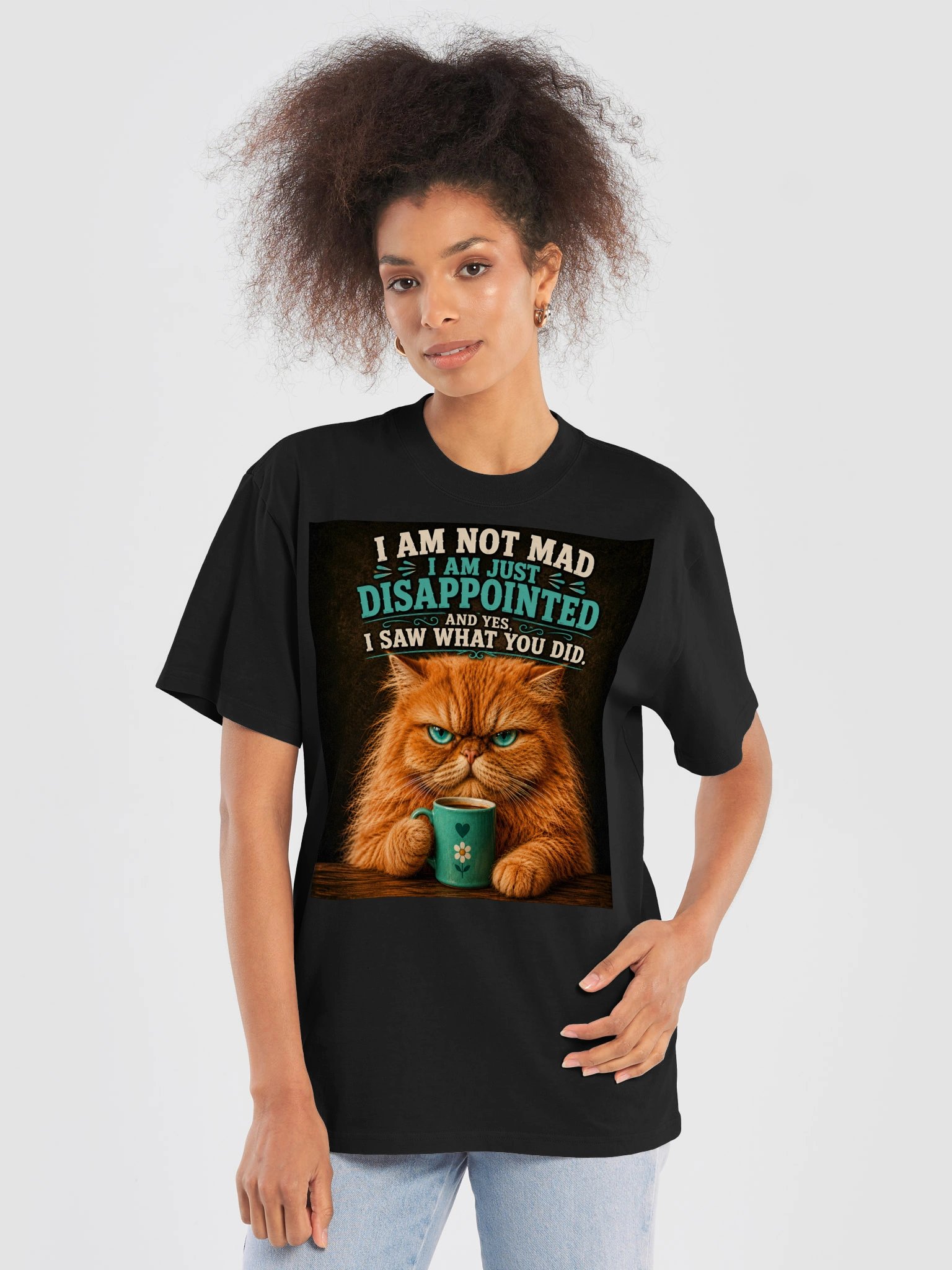 Funny Cat T Shirt, I Am Not Mad I Am Just Disappointed, Sarcastic Orange Cat Graphic Tee Gift product image (6)