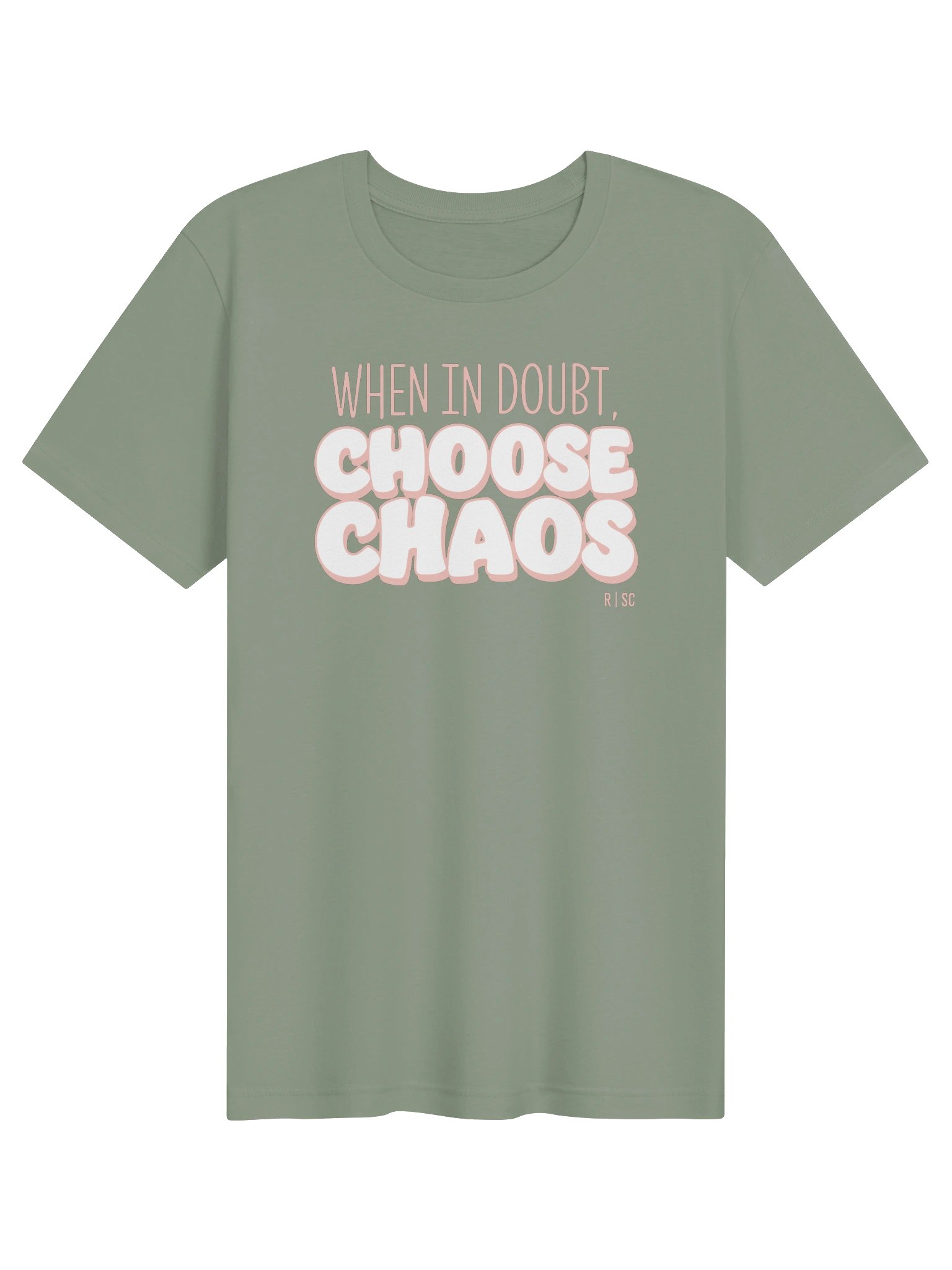 When in Doubt Choose Chaos T-shirt (Pink & White) product image (1)