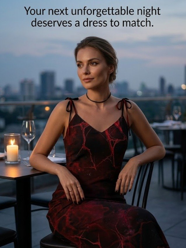 Crimson Veins Chiffon Midi Slip Dress for Dark Romance Readers | Women's Essentials product image (4)