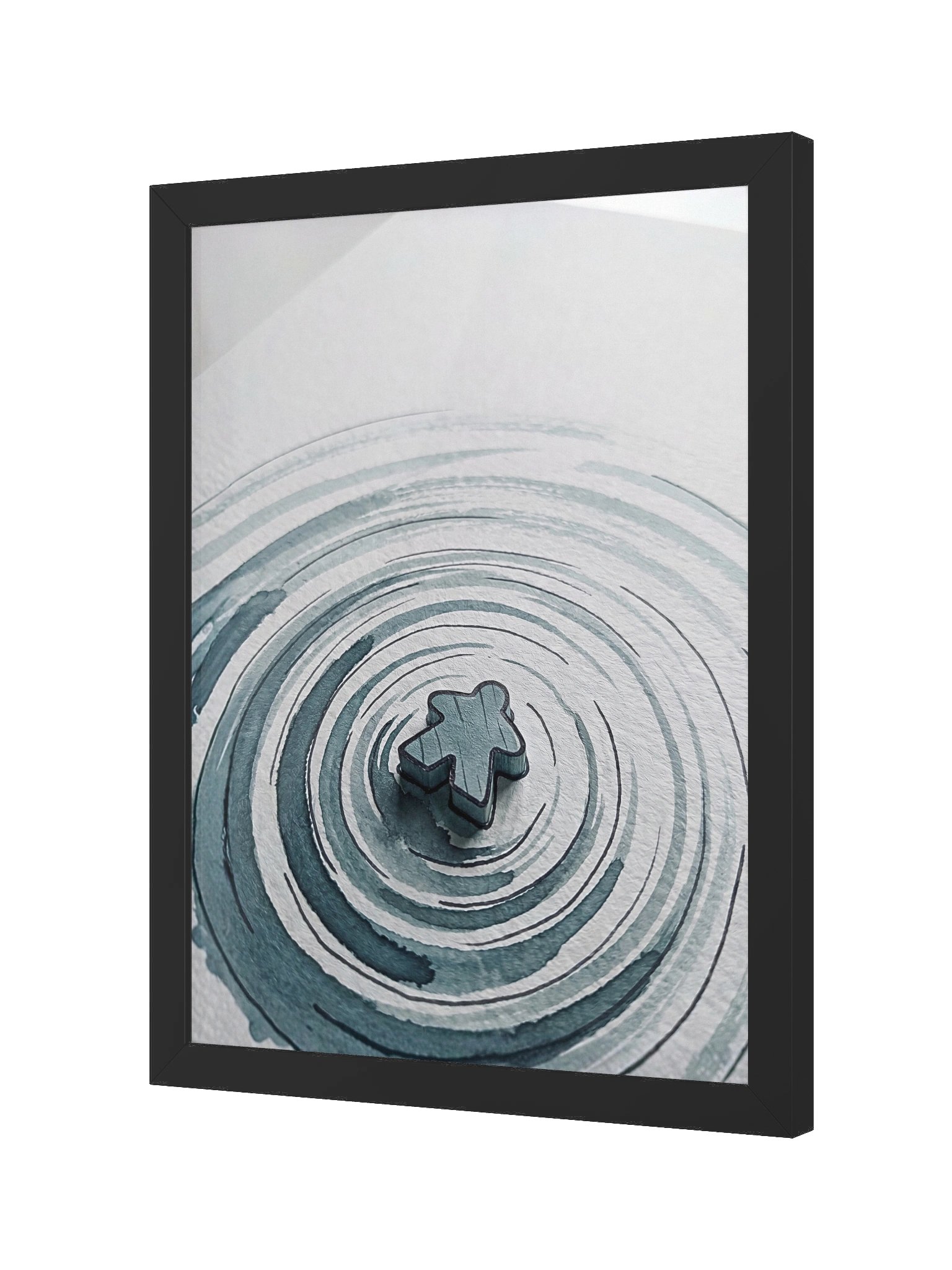 Minimalist Watercolor Meeple on the Water Board Game Room Poster - FRAMED product image (2)