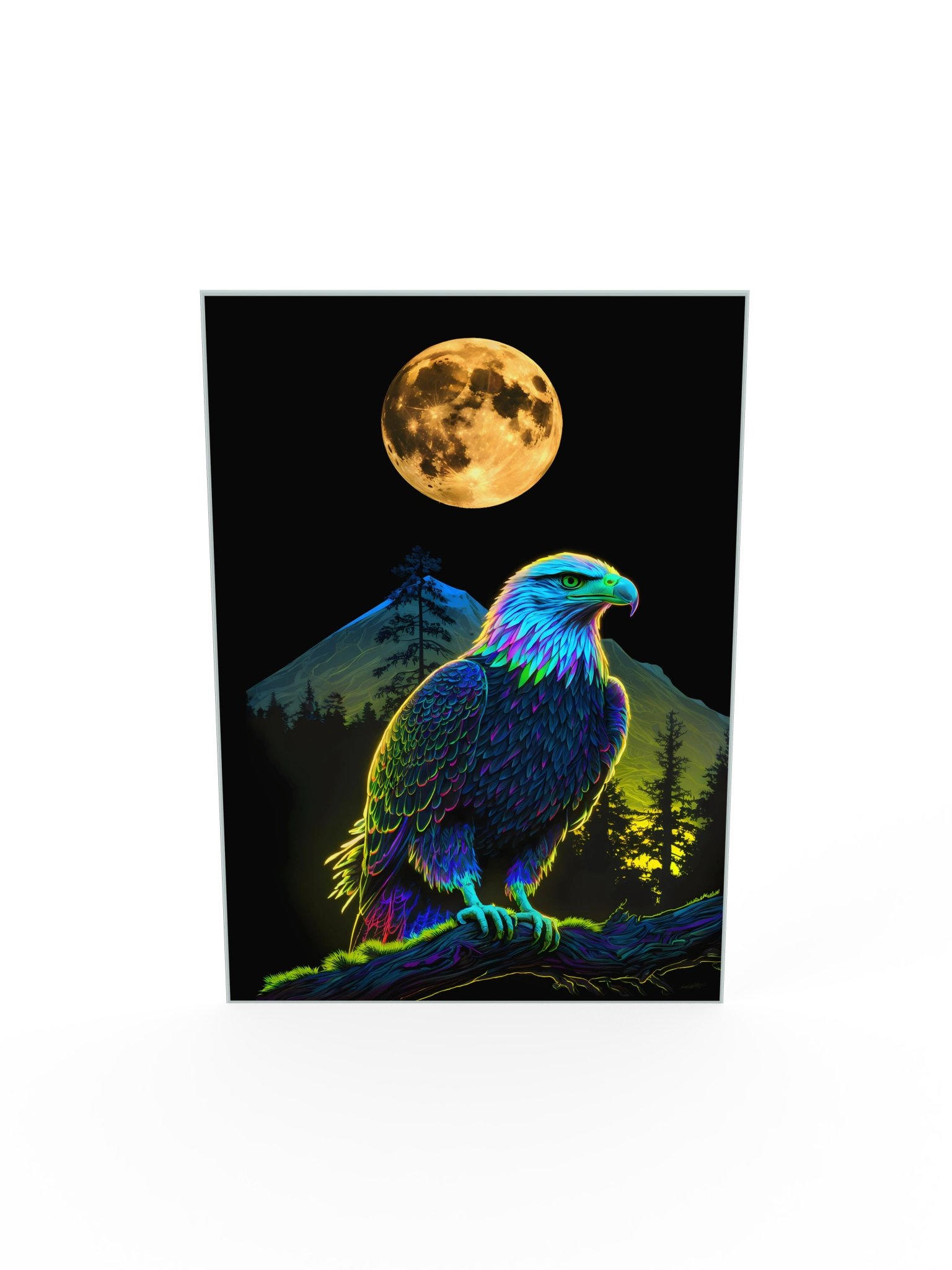 The Moonlit Eagle - Colorful Eagle & Full Moon Art Poster product image (5)