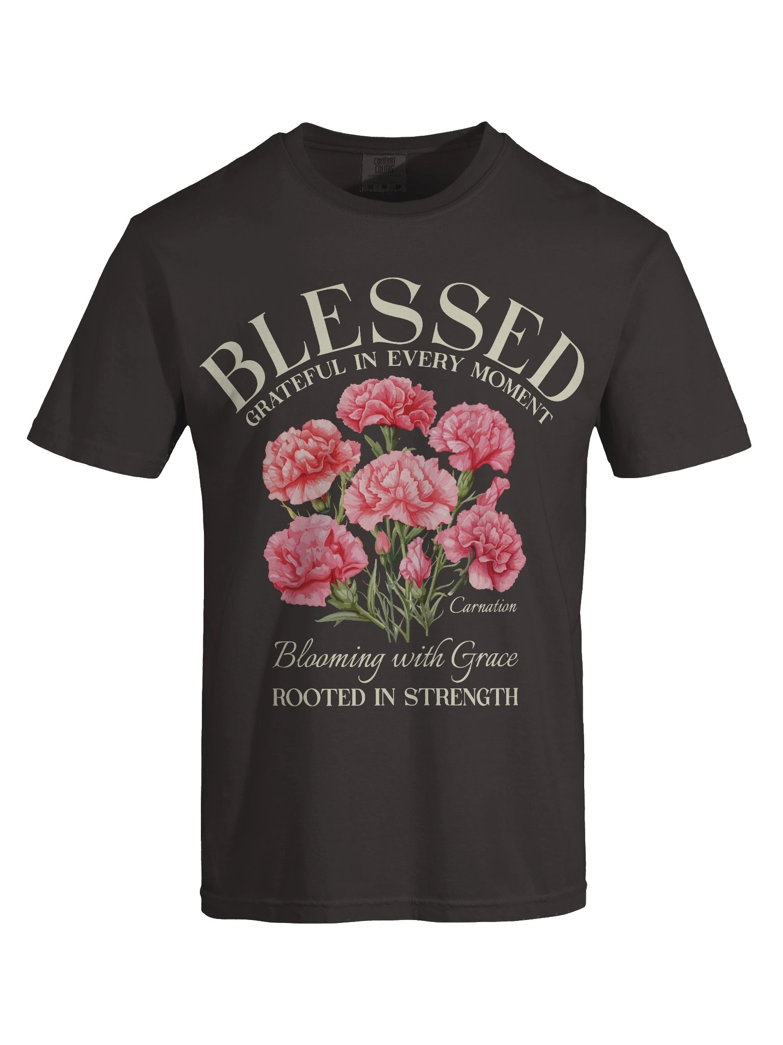 January Blessed Carnation Flower Shirt – Blooming with Grace Inspirational Floral Graphic Tee product image (8)