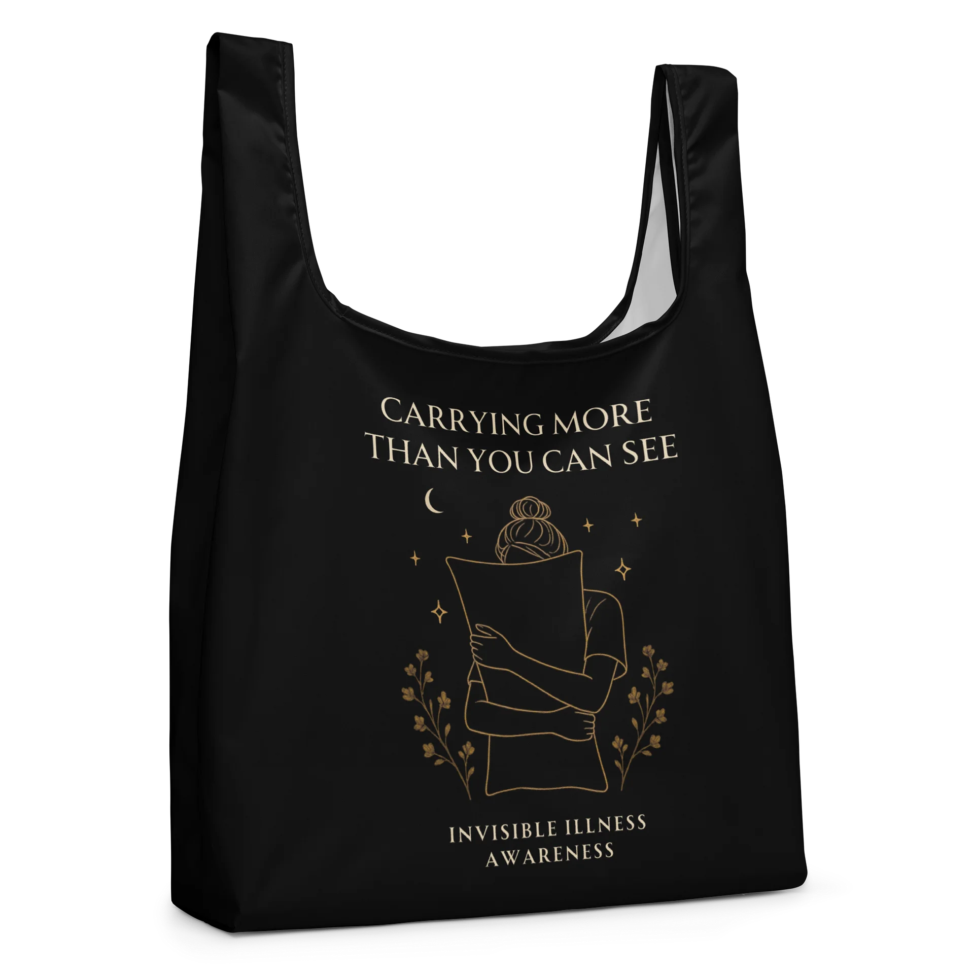 Carrying More Than You Can See Shopping Bag | Invisible Illness Reusable Bag | Gothic Spoonie Tote product image (4)