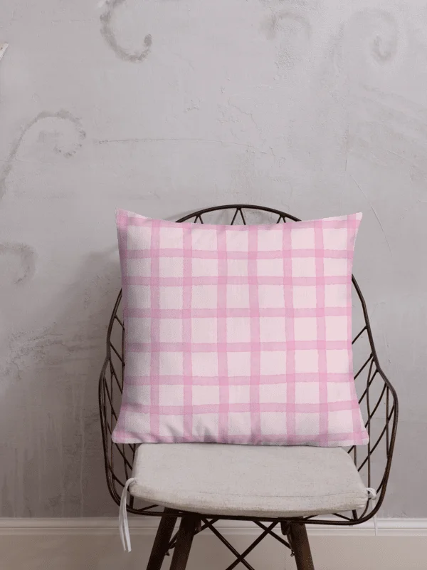 SOFT PINK GINGHAM WATERCOLOR COTTAGE PILLOW product image (2)