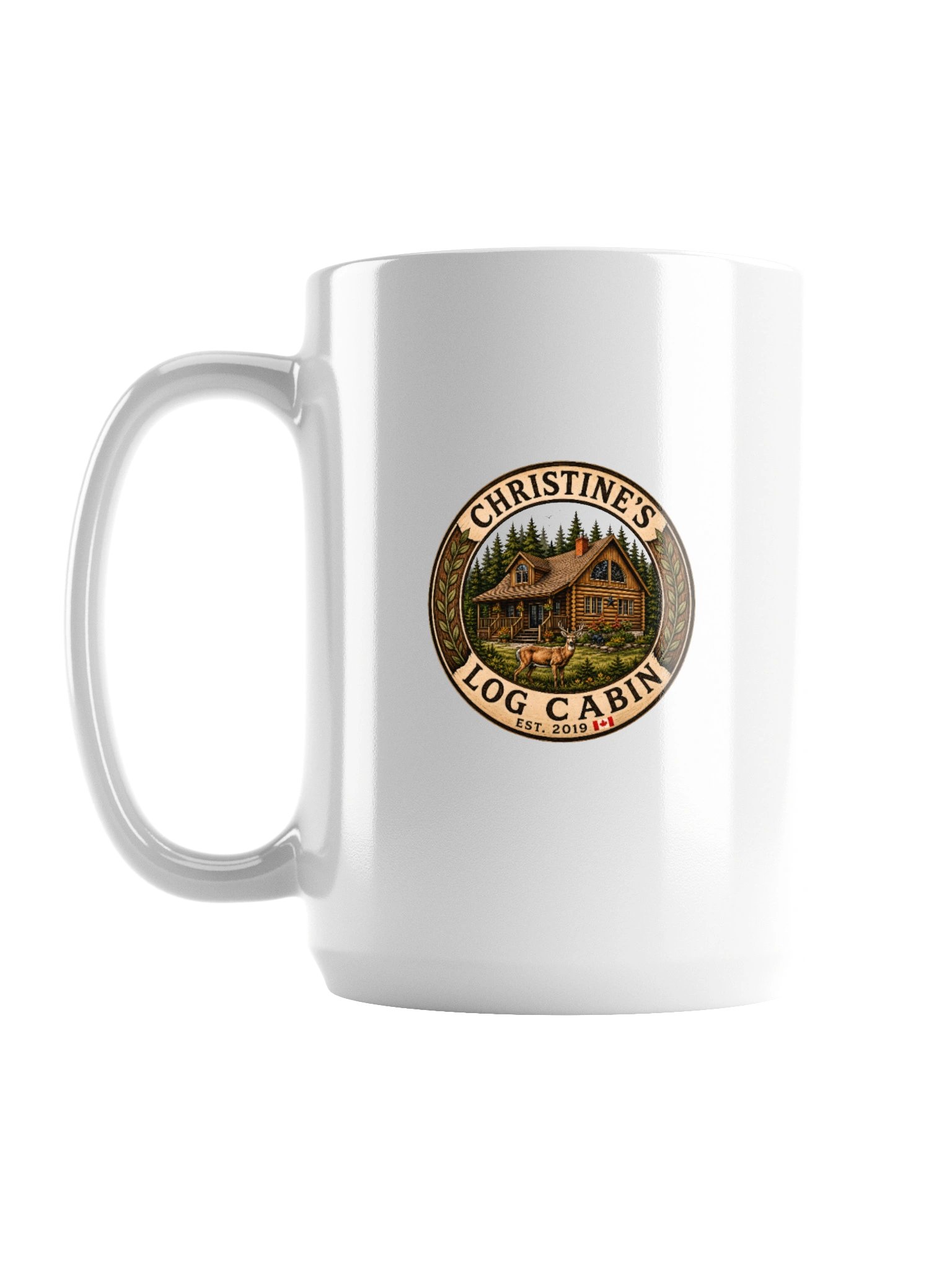 Christine's Log Cabin Ceramic Coffee Mug | 15oz Morning Coffee Cup product image (1)