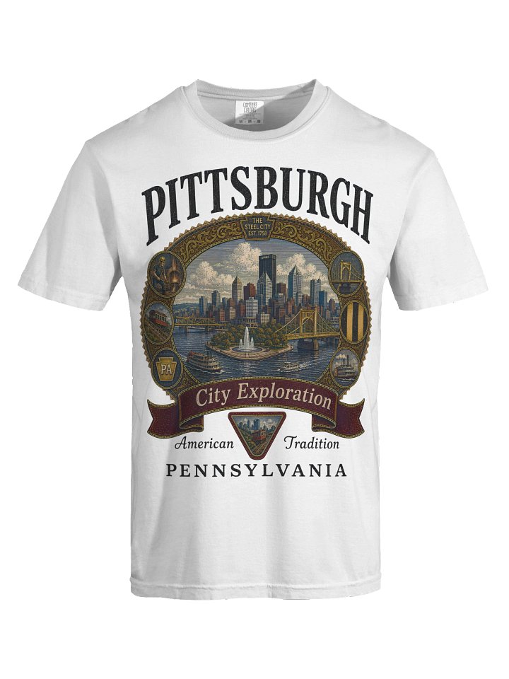 Vintage Pittsburgh Shirt, Pennsylvania Graphic Tee, Comfort Colors 1717 Steel City Travel T-Shirt product image (2)