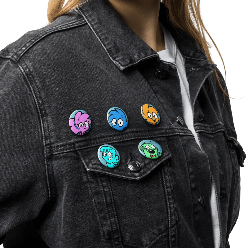 Cartoon Safety Pin Buttons Set 1 product image (6)