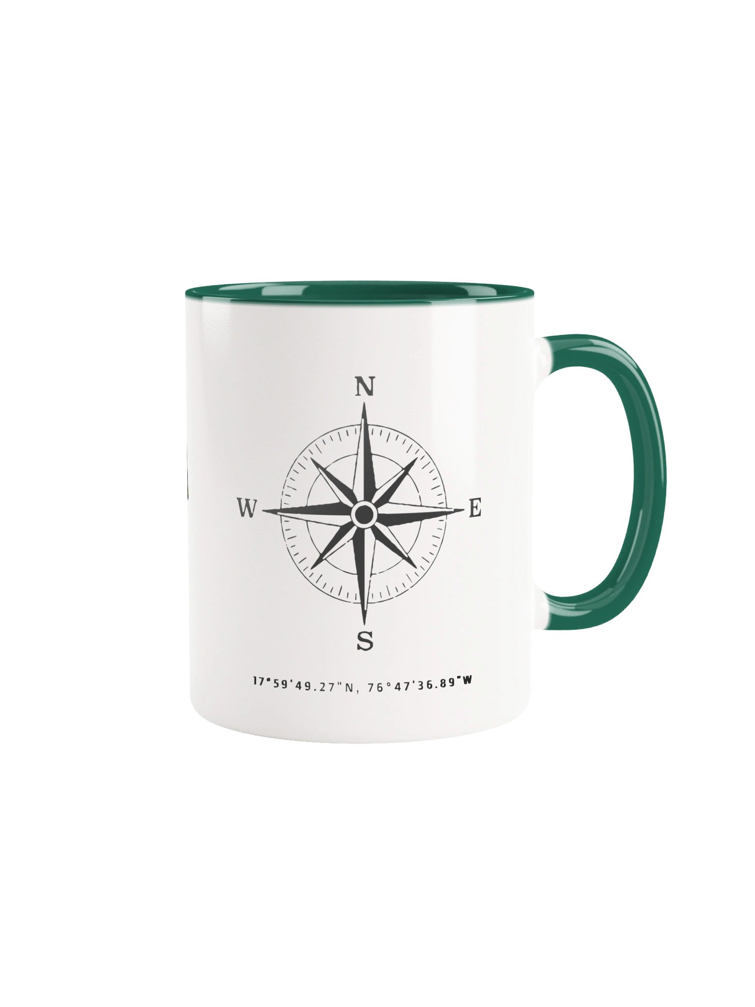 Compass - Jamaica - Vintage ALT | Ceramic Mug Forest Green Peek-A-Boo Inside product image (1)