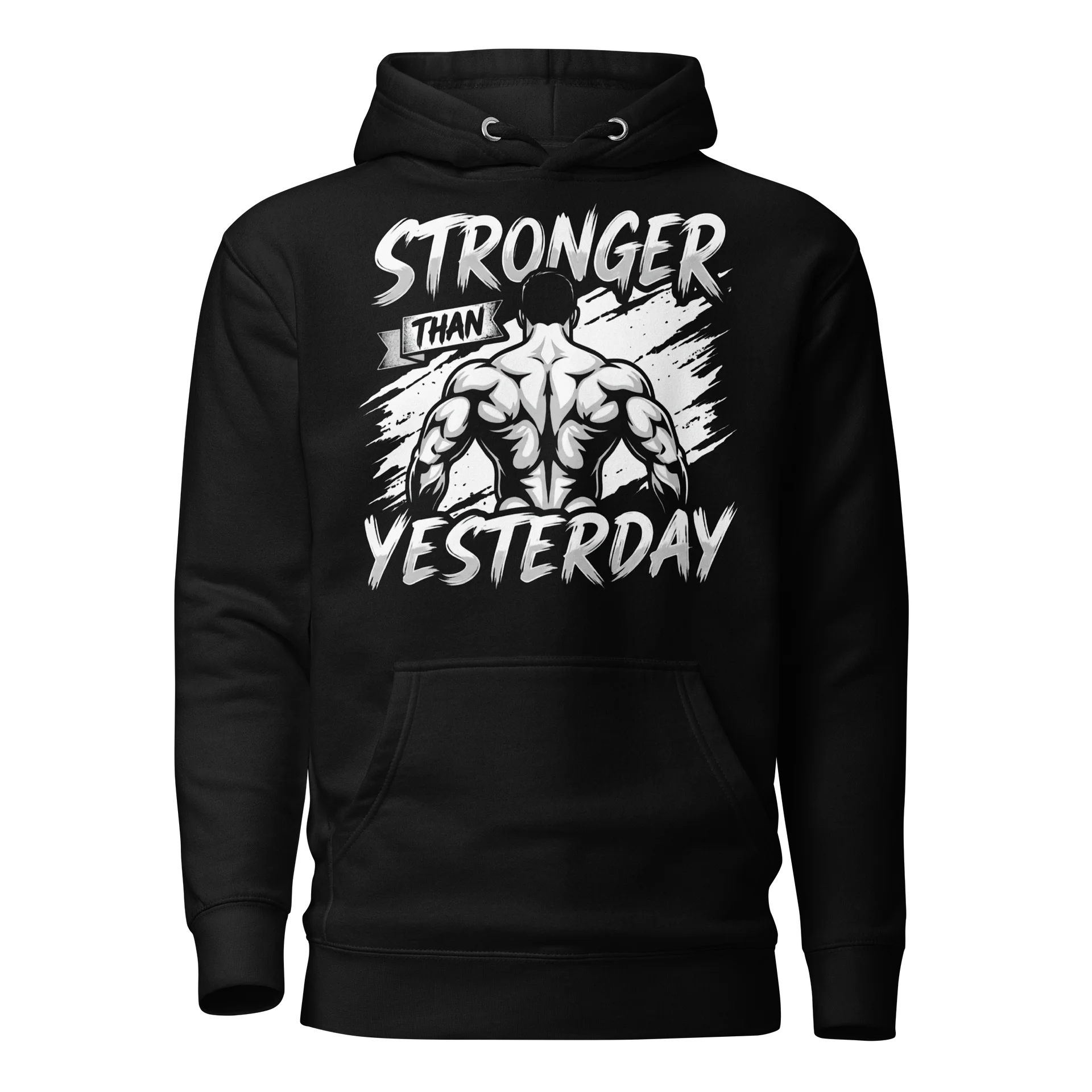 Stronger Than Yesterday" Motivational Gym Hoodie – Bodybuilder Back Print Sweatshirt product image (1)