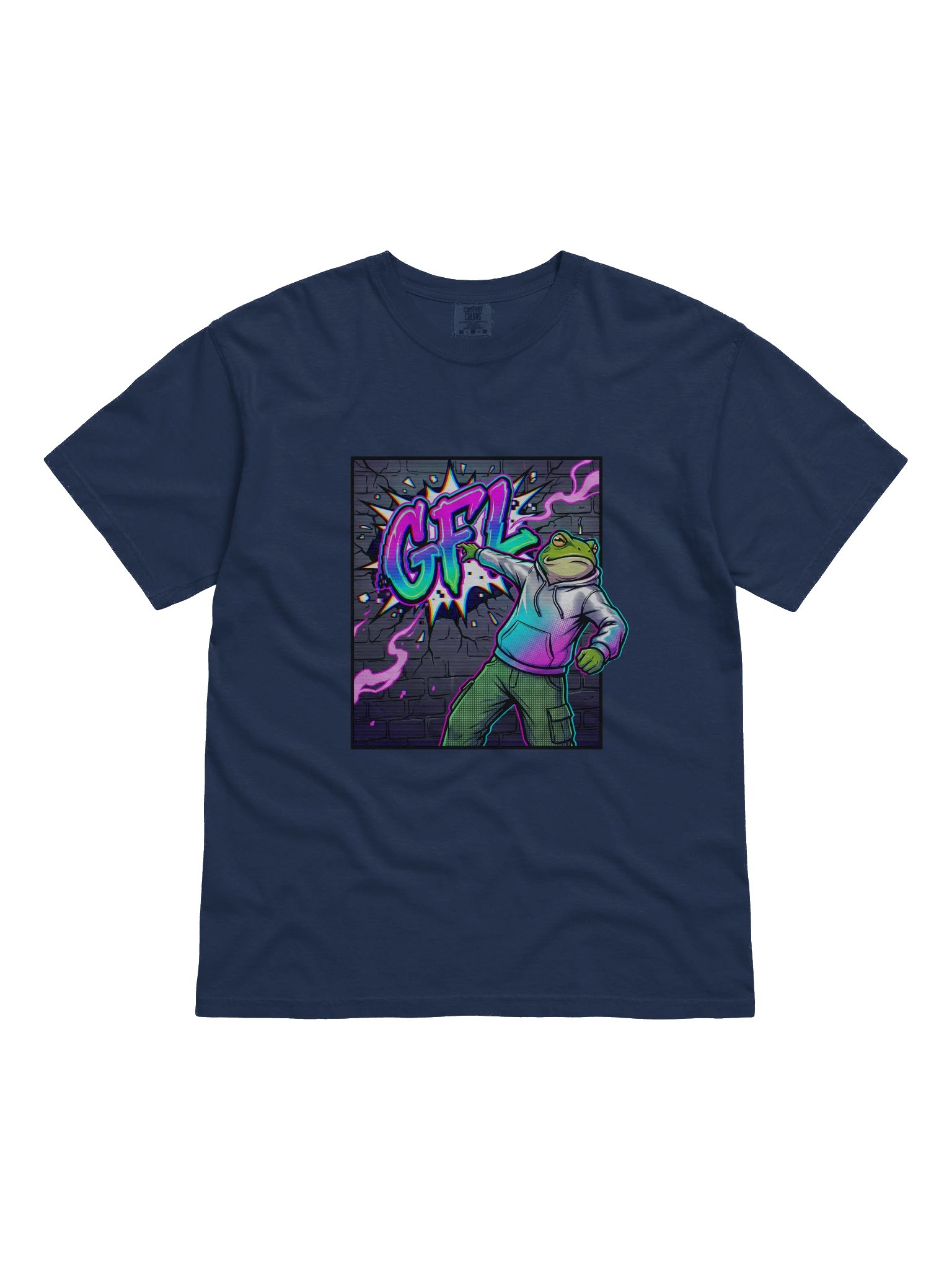 Y2K Glitch GFL Frog - Chromatic Graffiti Bomber Tee product image (11)