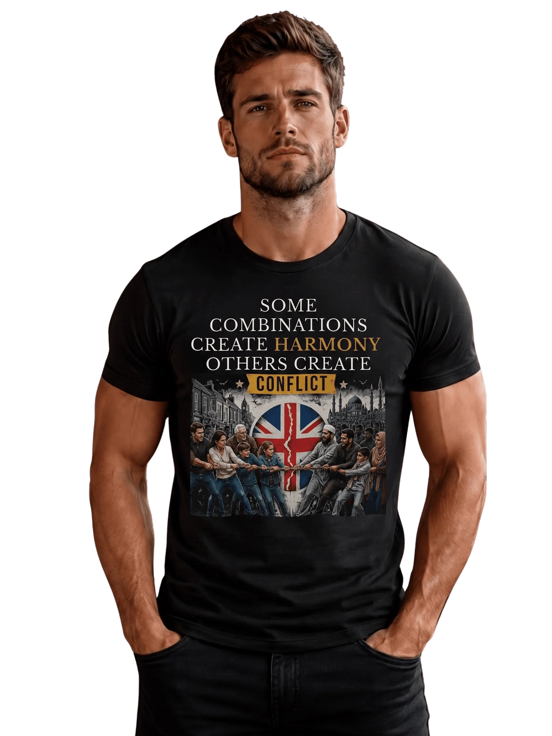 Harmony or Conflict T Shirt Unisex Immigration Message product image (1)