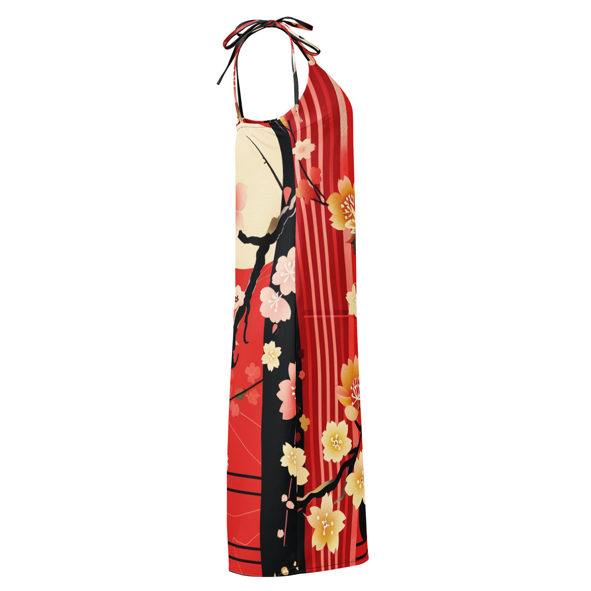 Japanese Sakura Midi Slip Dress | Red Cherry Blossom Chiffon Summer Dress product image (4)
