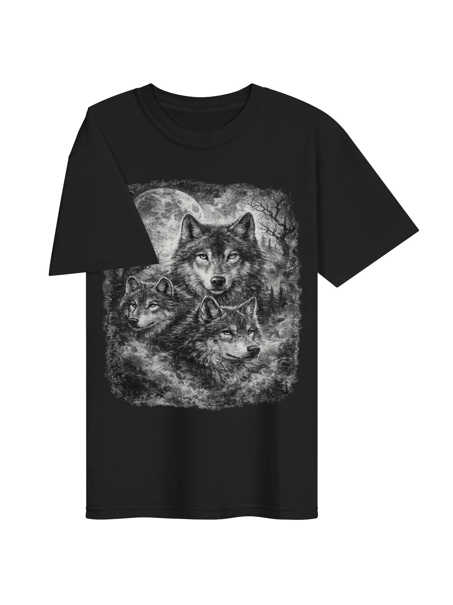 Moonlit Wolf Pack Graphic Tee | Vintage Wilderness Nature Shirt product image (3)