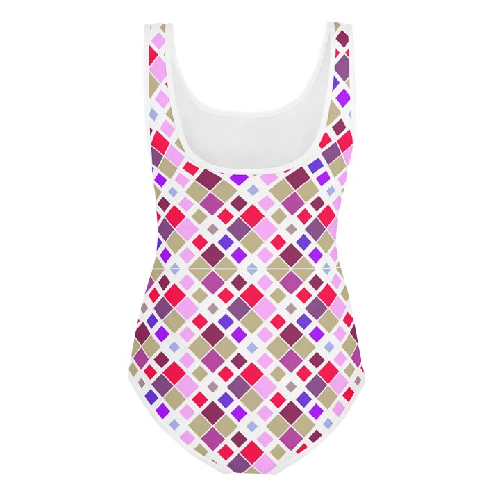 Colorful Square Patterns Youth Swimsuit - Ver 3 product image (2)