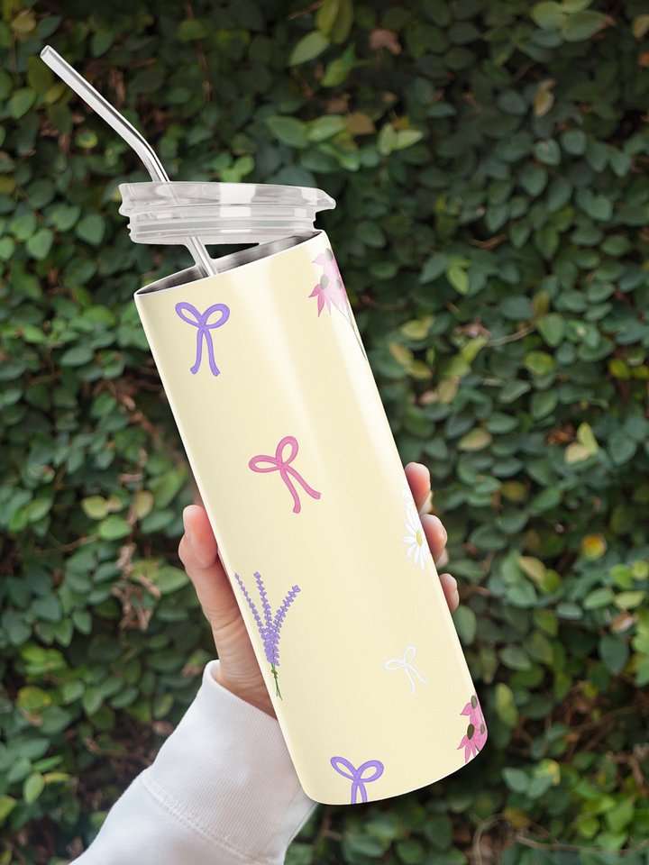 Wildflowers and Bows Pattern- Yellow Background Stainless Steel Tumbler product image (1)