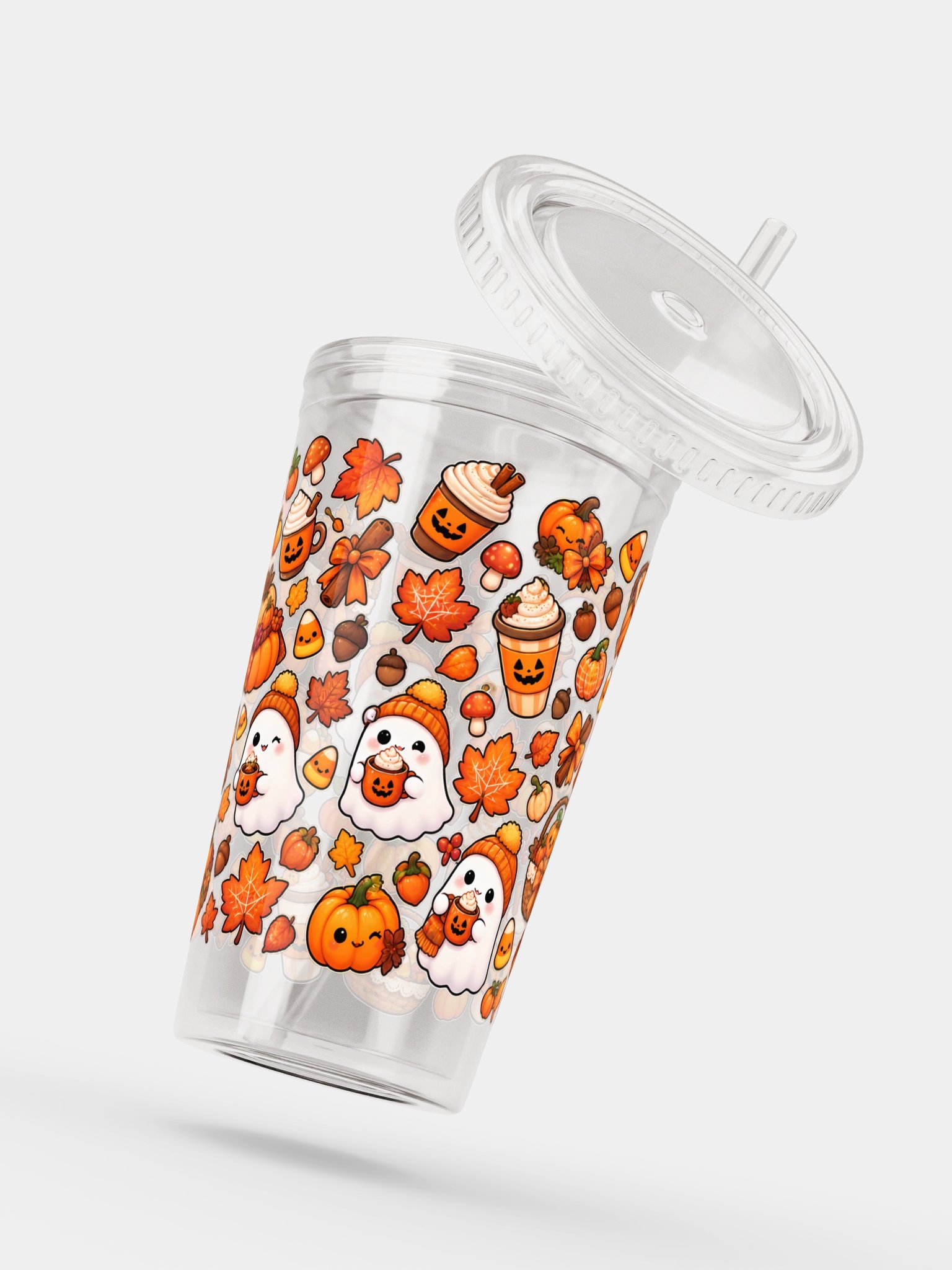 Cozy Autumn Halloween Clear Dual Wall Tumbler 16 Oz (473 ml) product image (5)