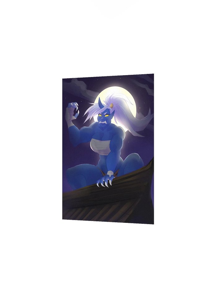 Oni Babe Moonlight Rooftop Pinup Art Print product image (4)