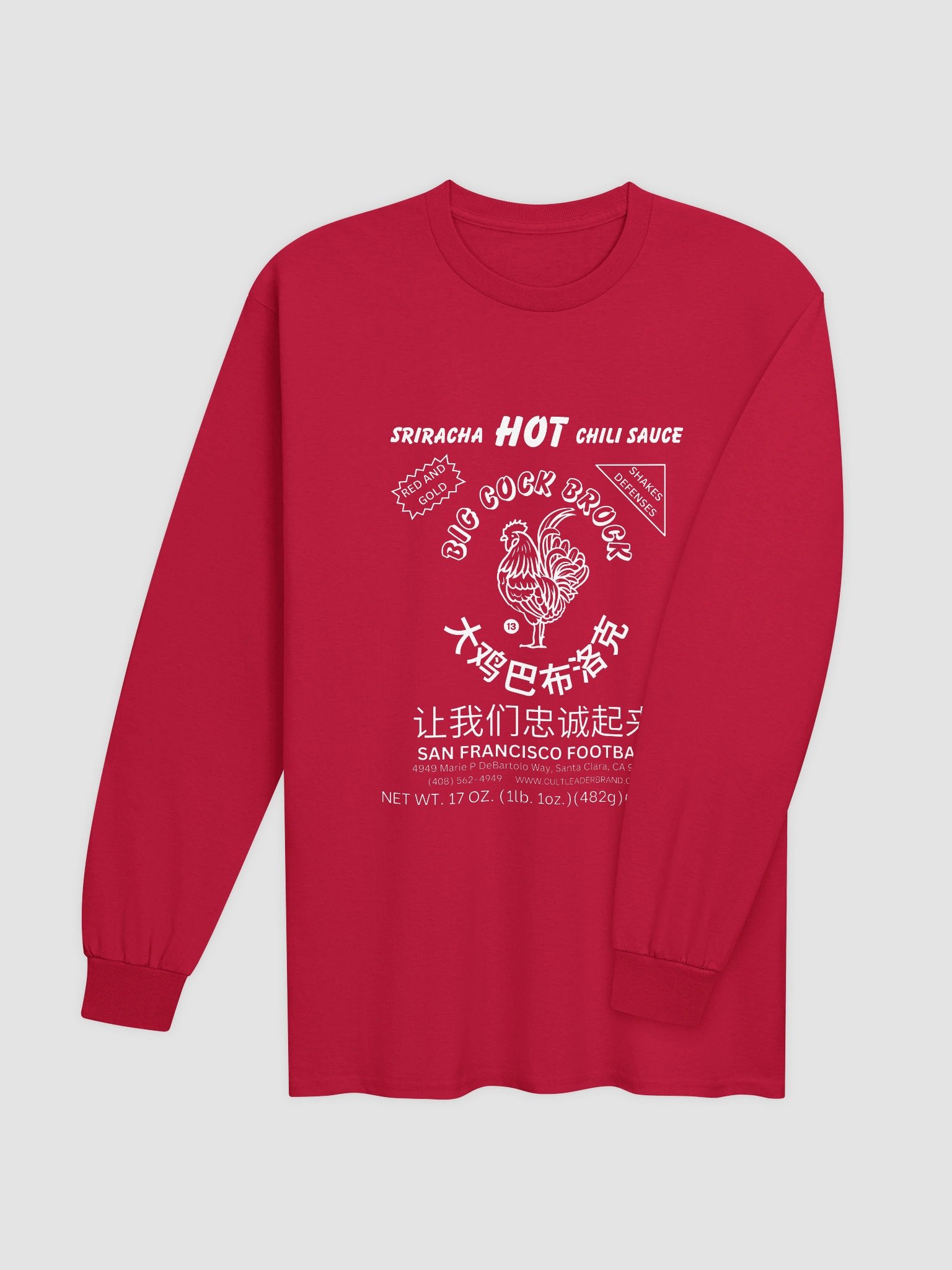 San Francisco Football Sriracha Chili Sauce Label Emblem Long Sleeve Tee product image (4)