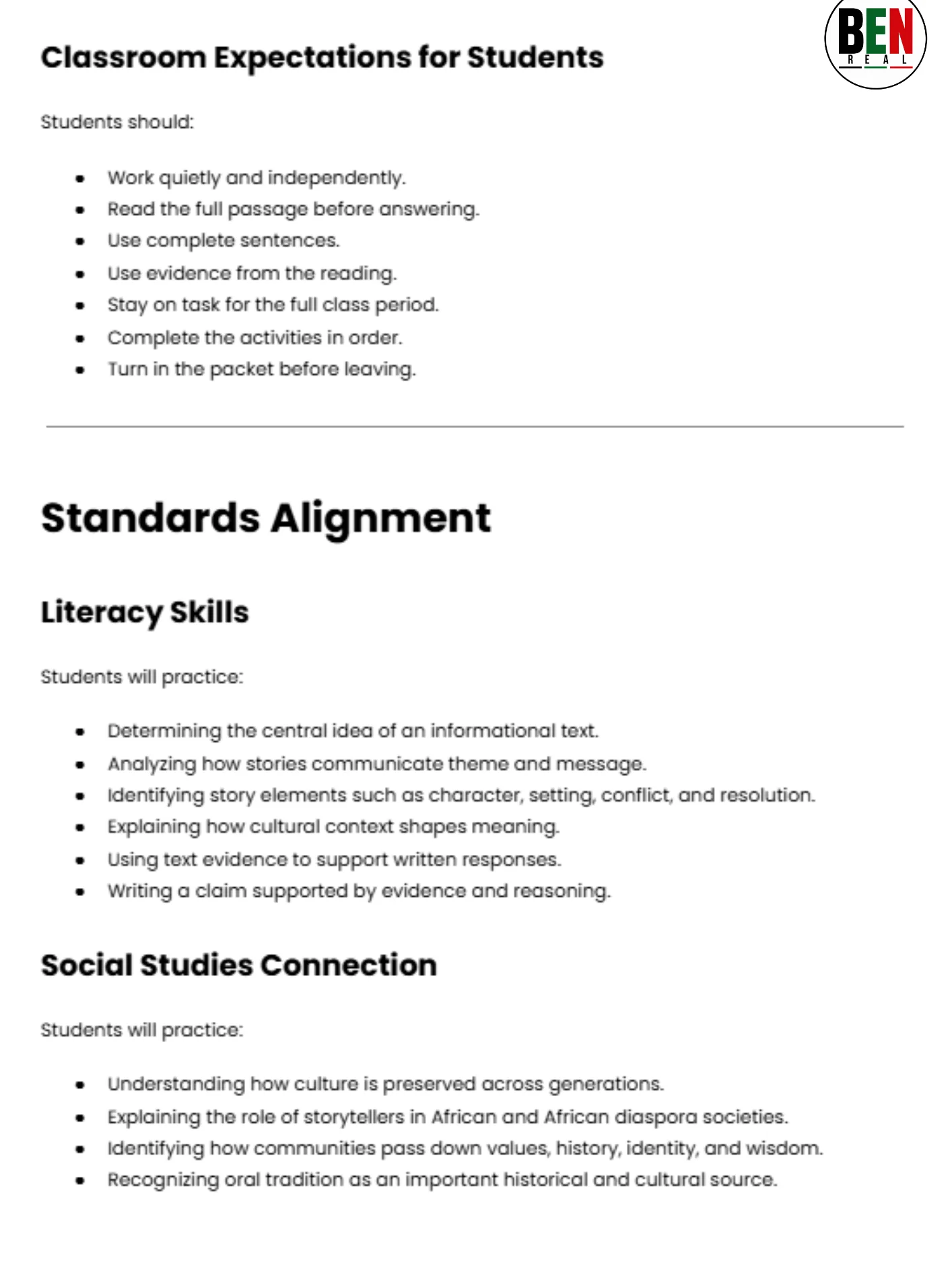 Black History 365 Sub Plan: Oral Tradition: How Stories Carry Culture | Middle School Language Arts| 60-Minute Lesson product image (2)
