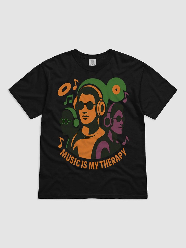 Music Is My Therapy – Retro Headphones Trio T-Shirt Design product image (1)