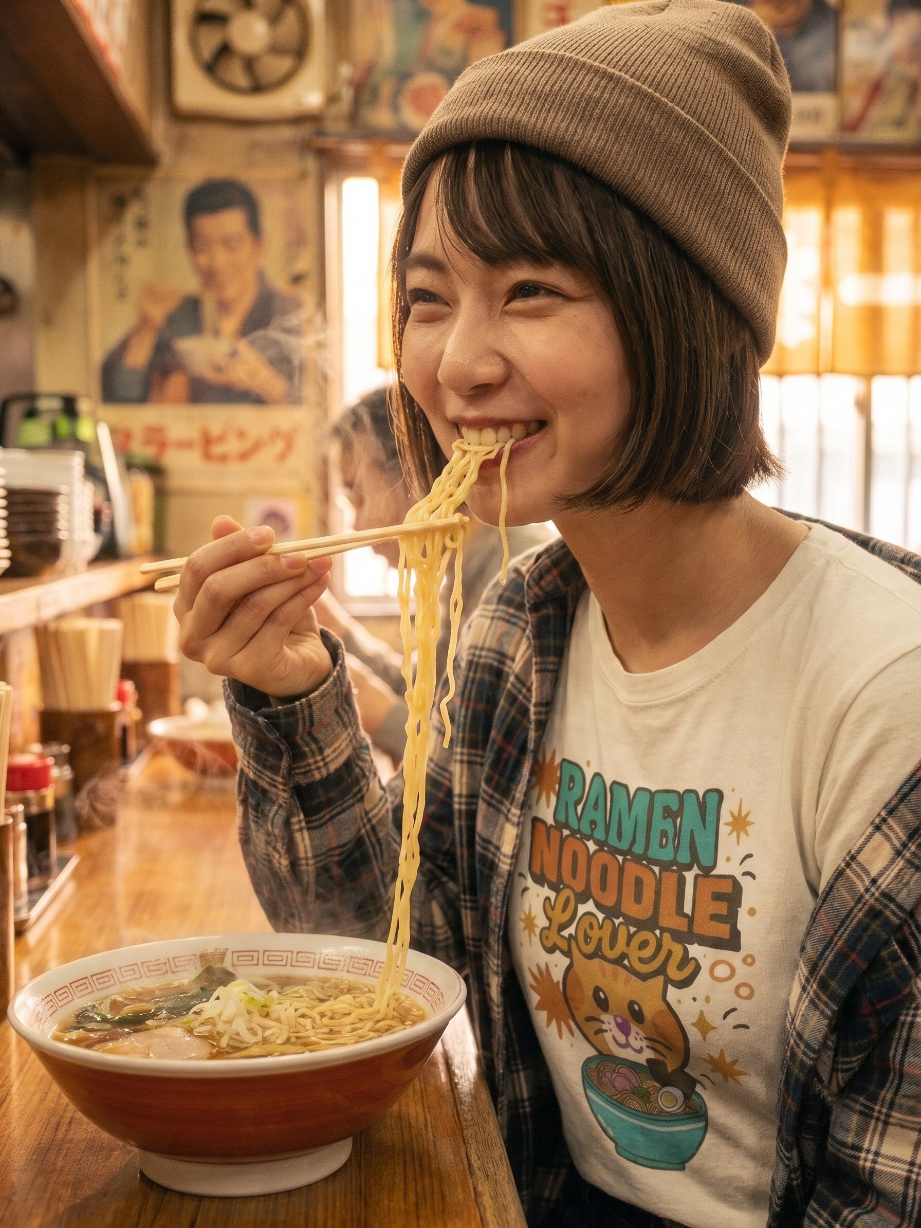 Yogii Kitty Cat T-Shirt - Ramen Noodle Lover product image (3)
