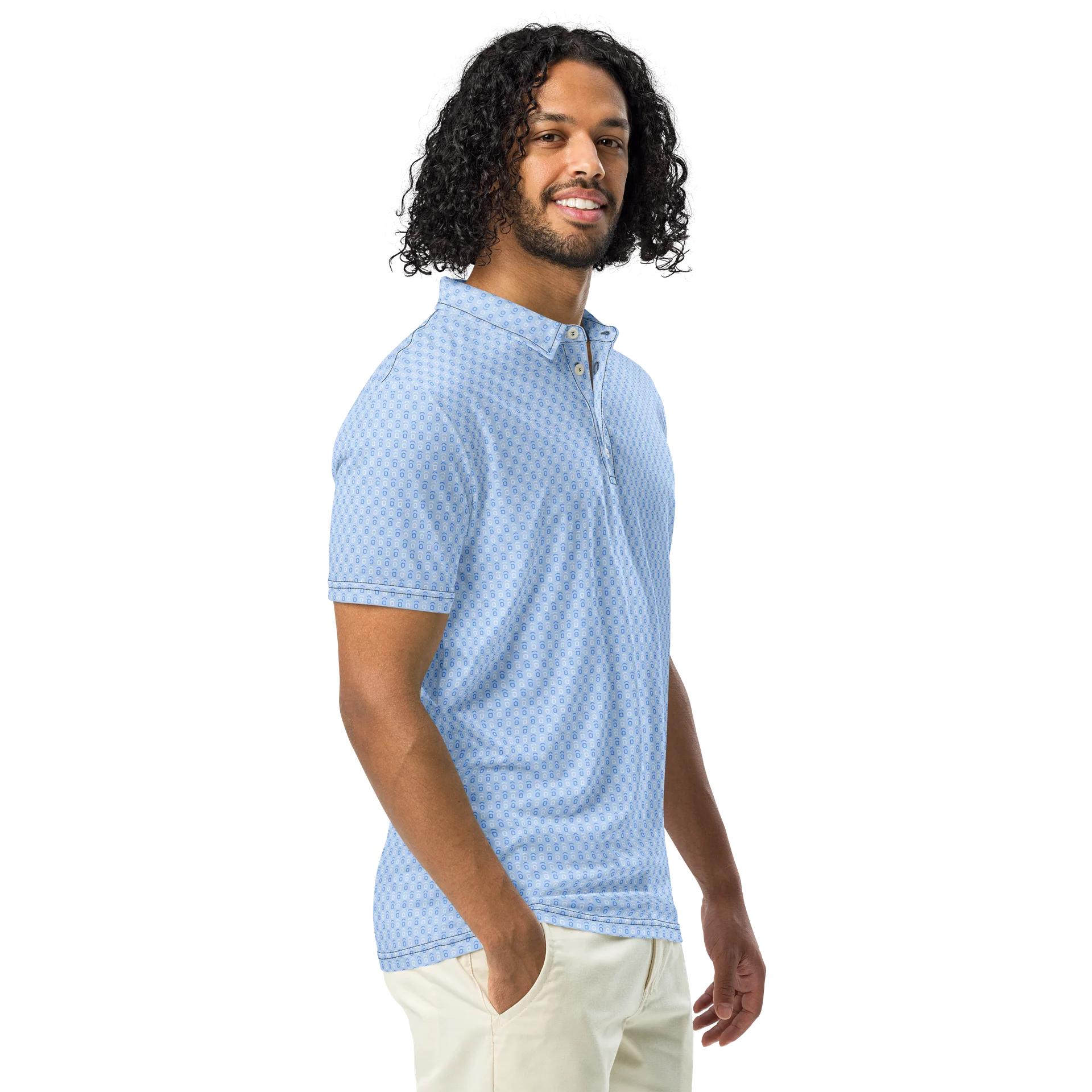 OVTLYR ALL OVER PRINT - POLO SHIRT - RUNS SMALL (ORDER NEXT SIZE UP) - Light Blue product image (1)