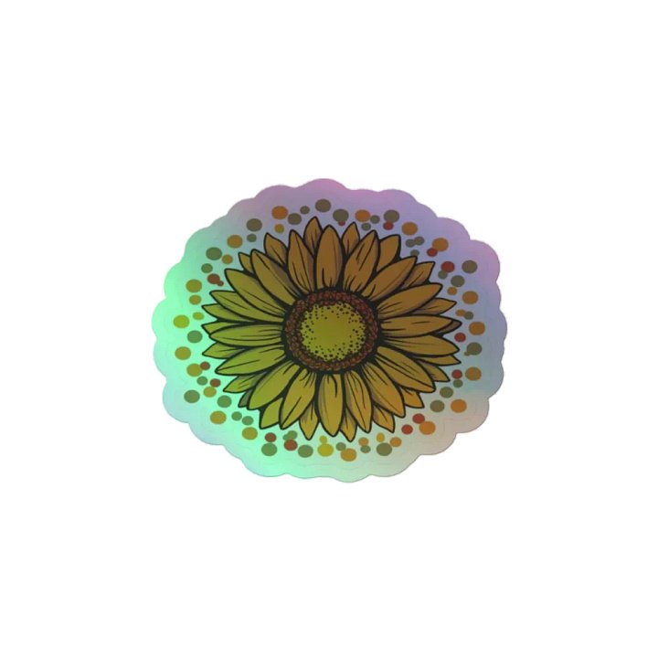 Exclusive Holographic Sunflower Sticker - Premium Kiss-Cut Vinyl with Mesmerizing Rainbow Effect product image (2)