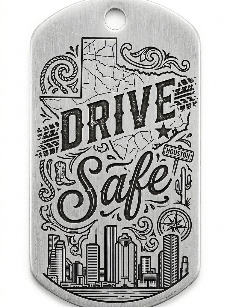The Lone Star "Drive Safe" Engraved Metal Keychain product image (1)