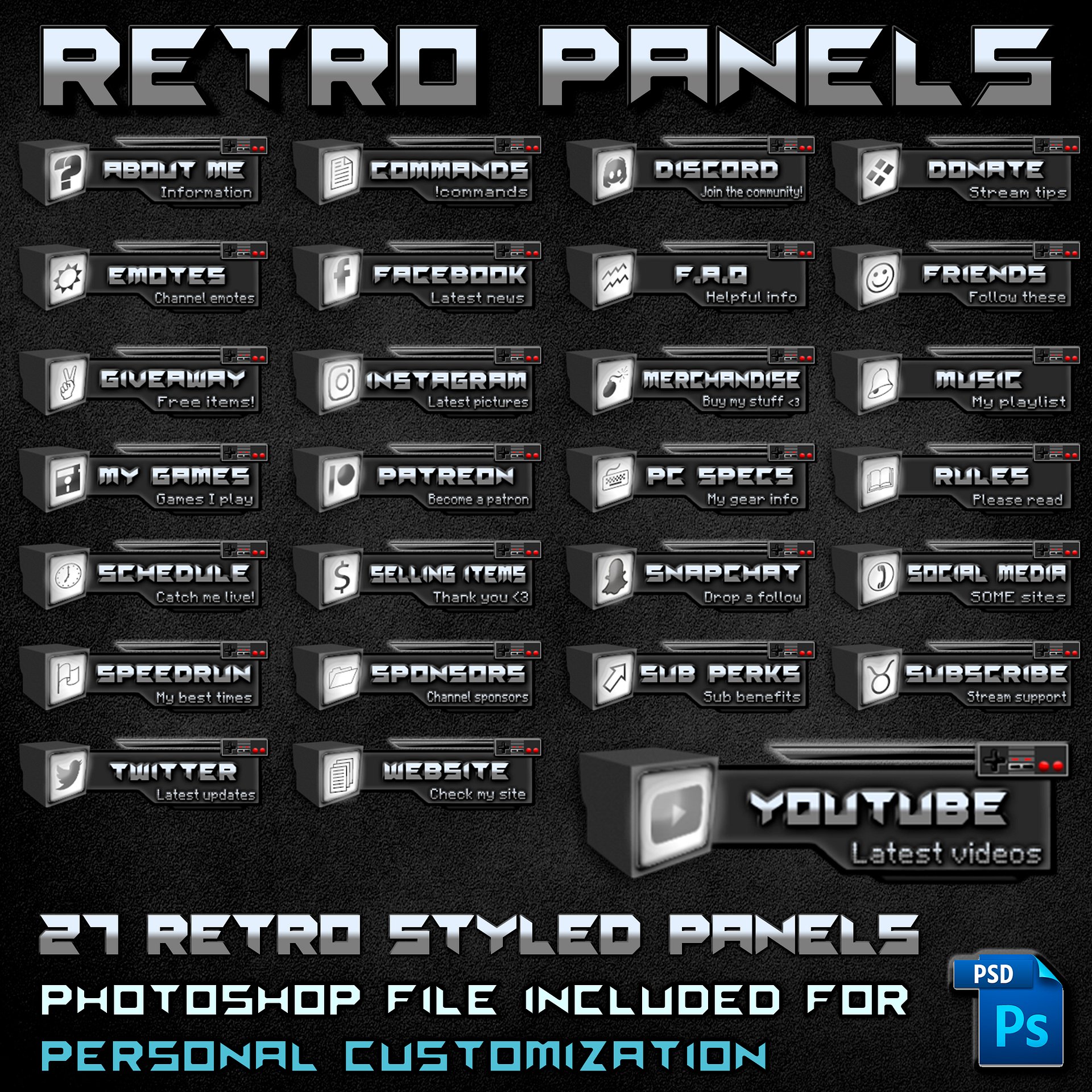 Twitch panels Retro - 27 variants included product image (2)