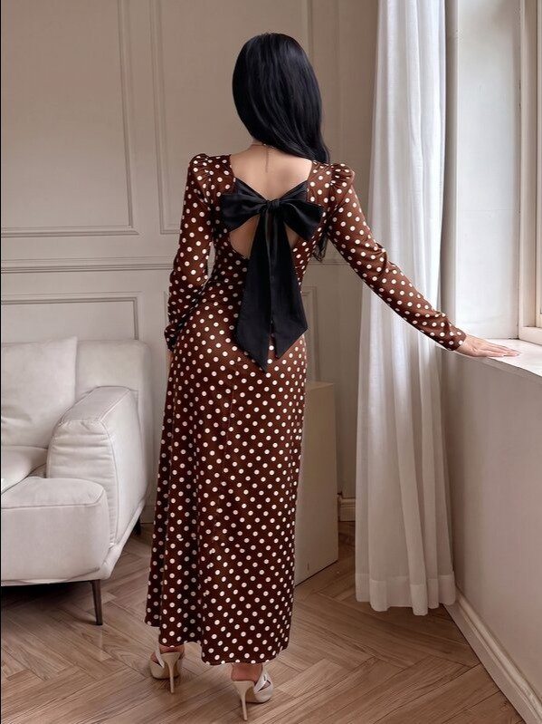 Feyla New French Vintage Design Back Cinched Waist-Cinched Slimming Elegant Dress For Vacation And Party product image (4)