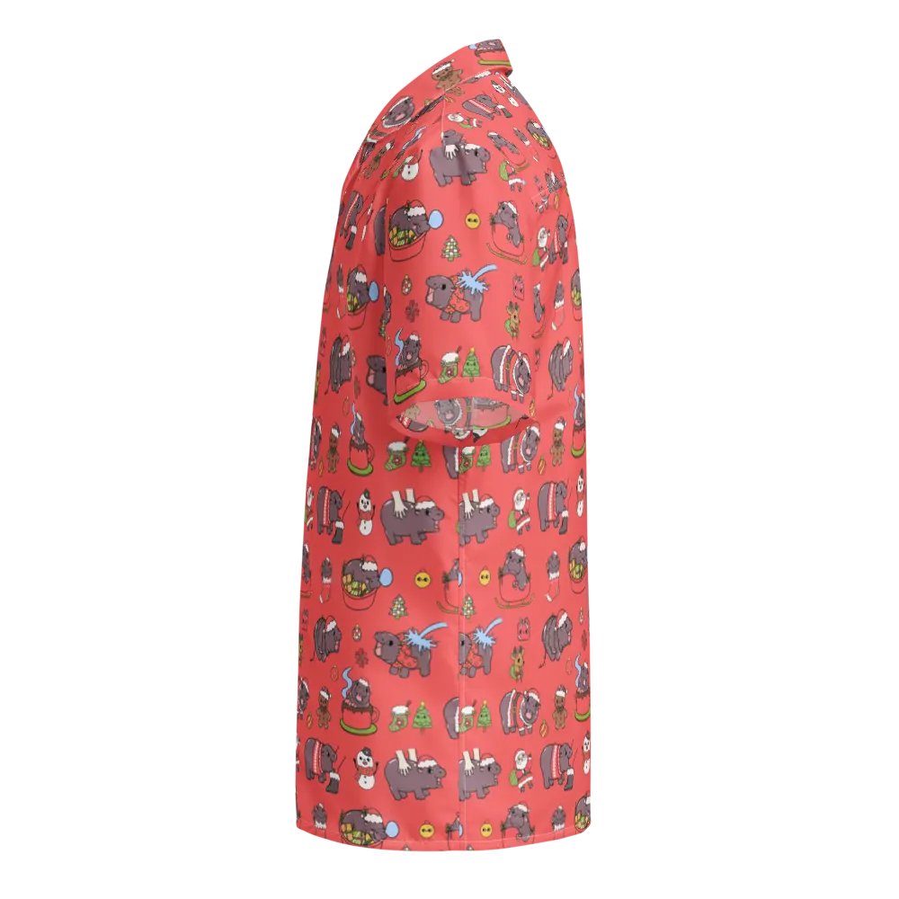 MOODENG'S RED CHRISTMAS HAWAIIAN SHIRT! product image (4)