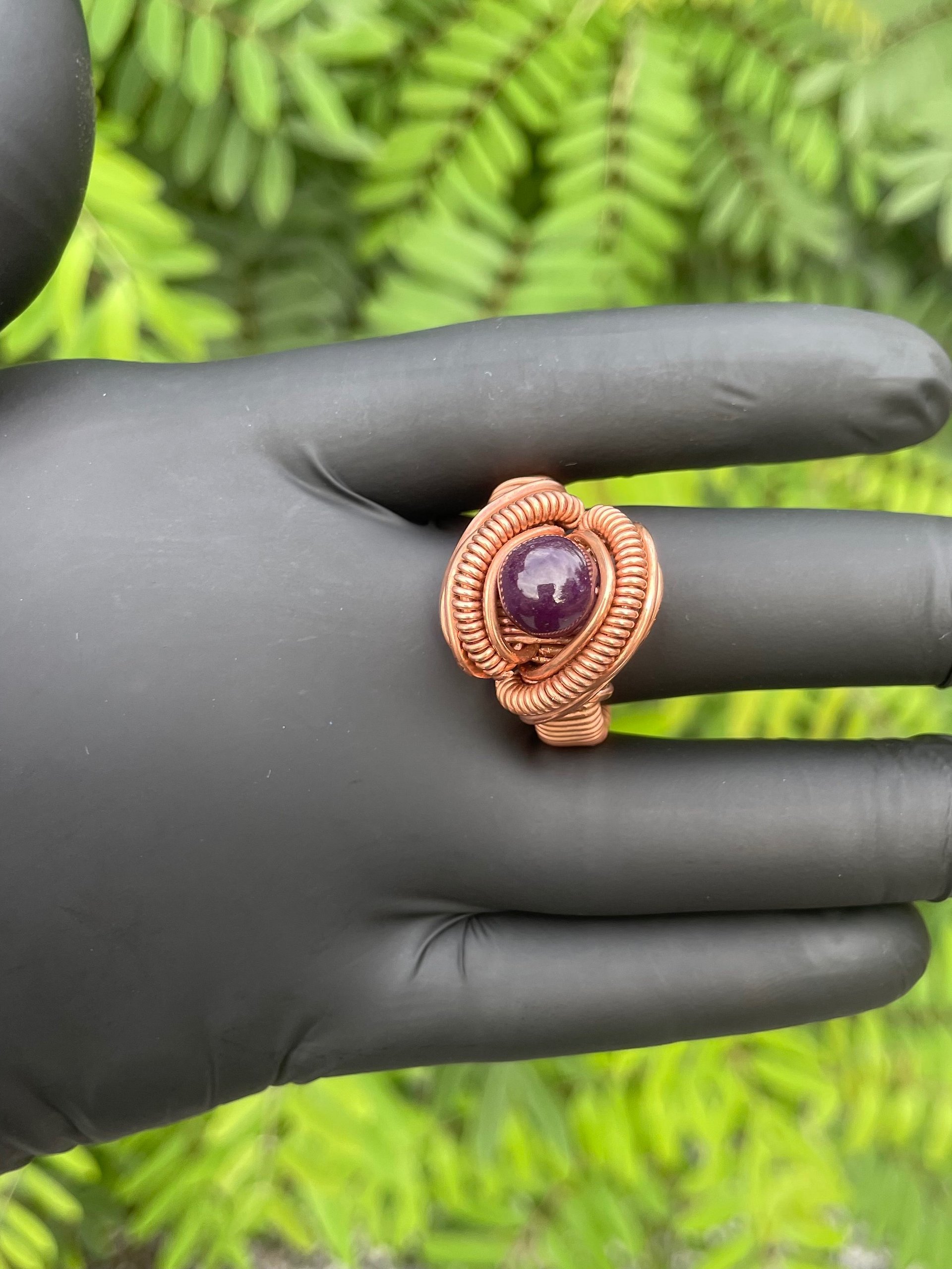 Handcrafted Copper Crystal Rings — Tiger Eye, Green Aventurine & Amethyst. product image (3)