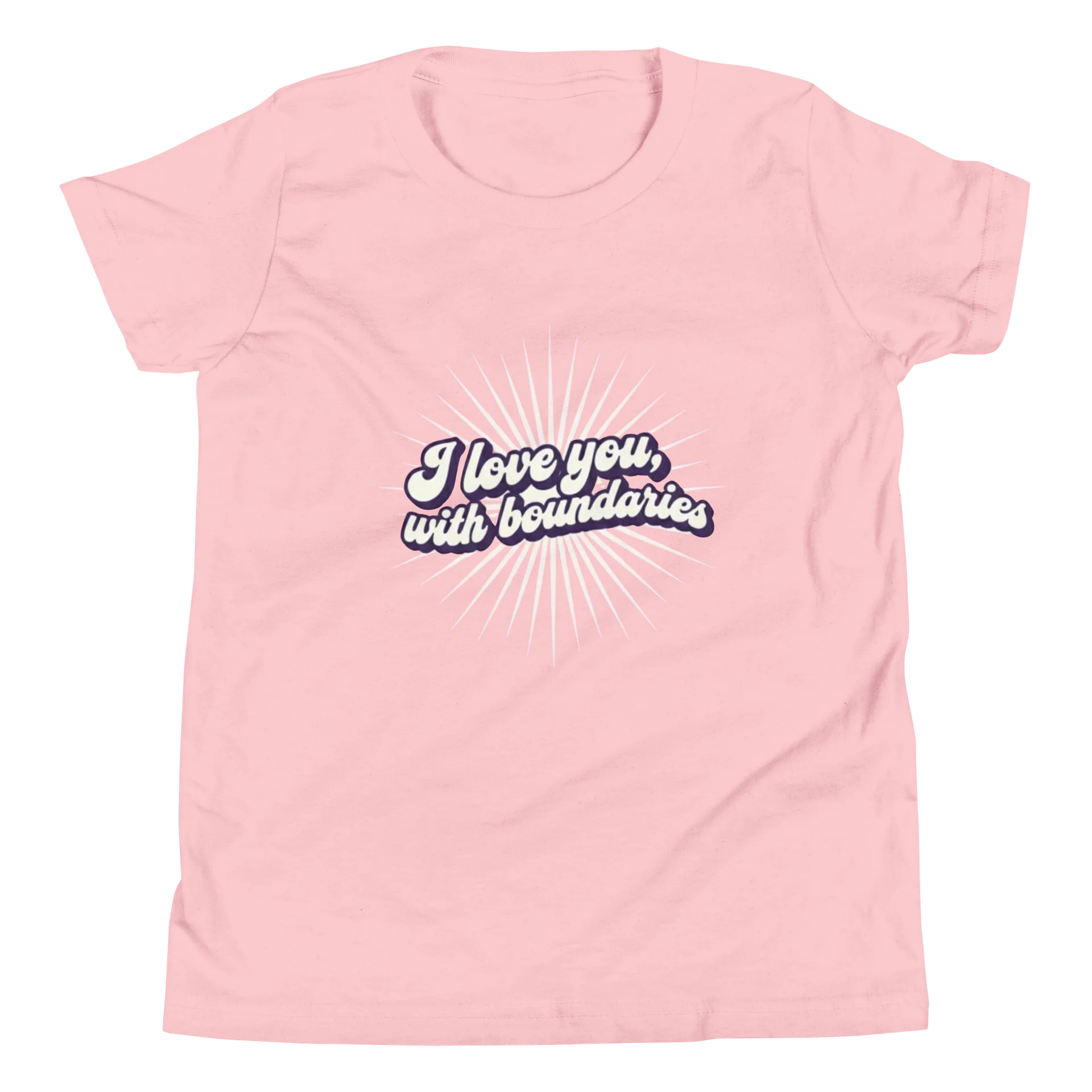 “I Love You, With Boundaries” Pink Youth T-Shirt product image (4)