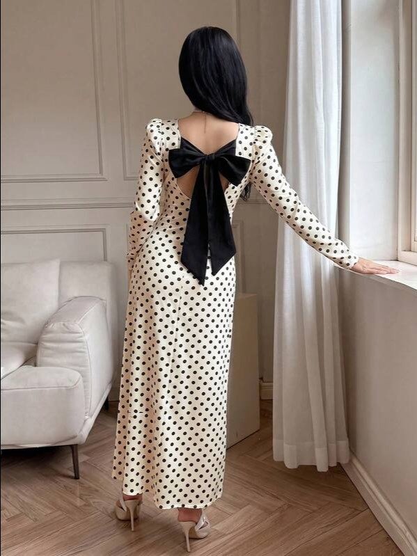 Feyla New French Vintage Design Back Cinched Waist-Cinched Slimming Elegant Dress For Vacation And Party product image (2)