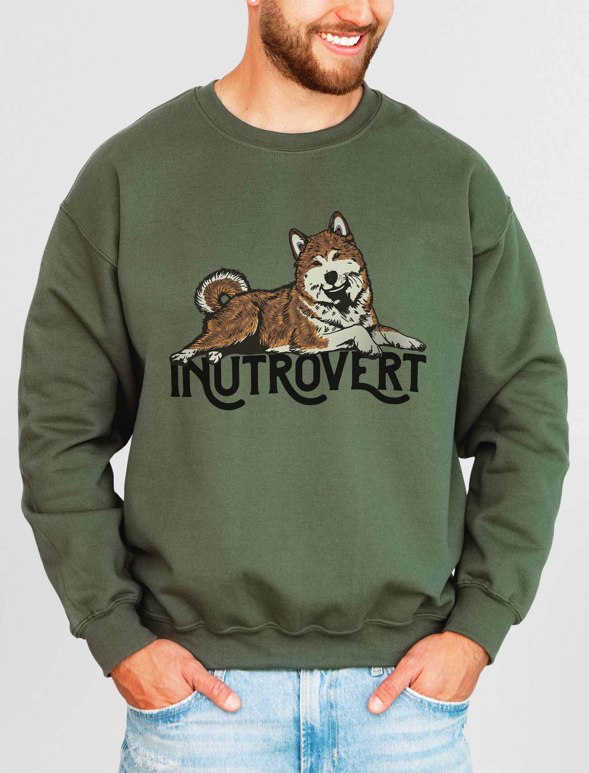 Inutrovert Sweatshirt of an Akita Inu (Brindle) | Funny Shirt for Akita Paw-rents product image (2)