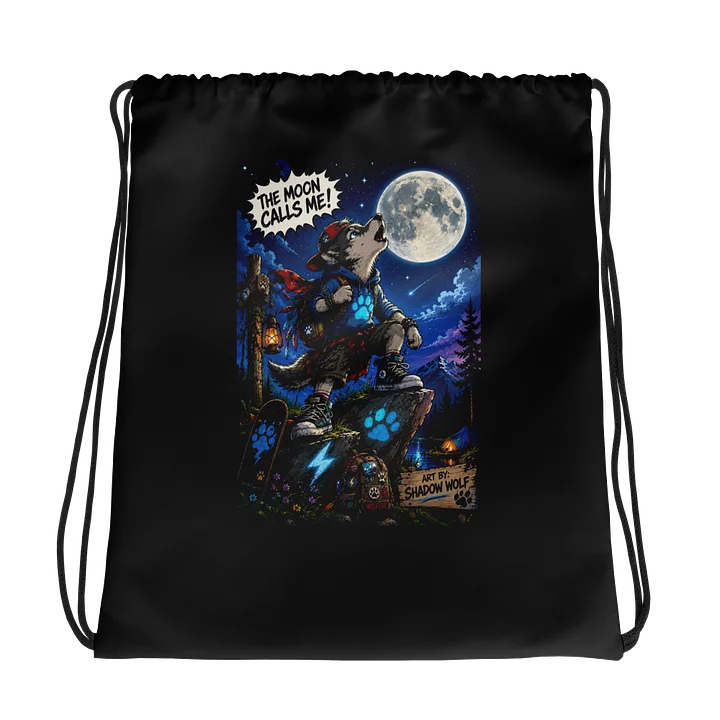 Shadow Wolf's Moon Adventure Drawstring Backpack product image (1)