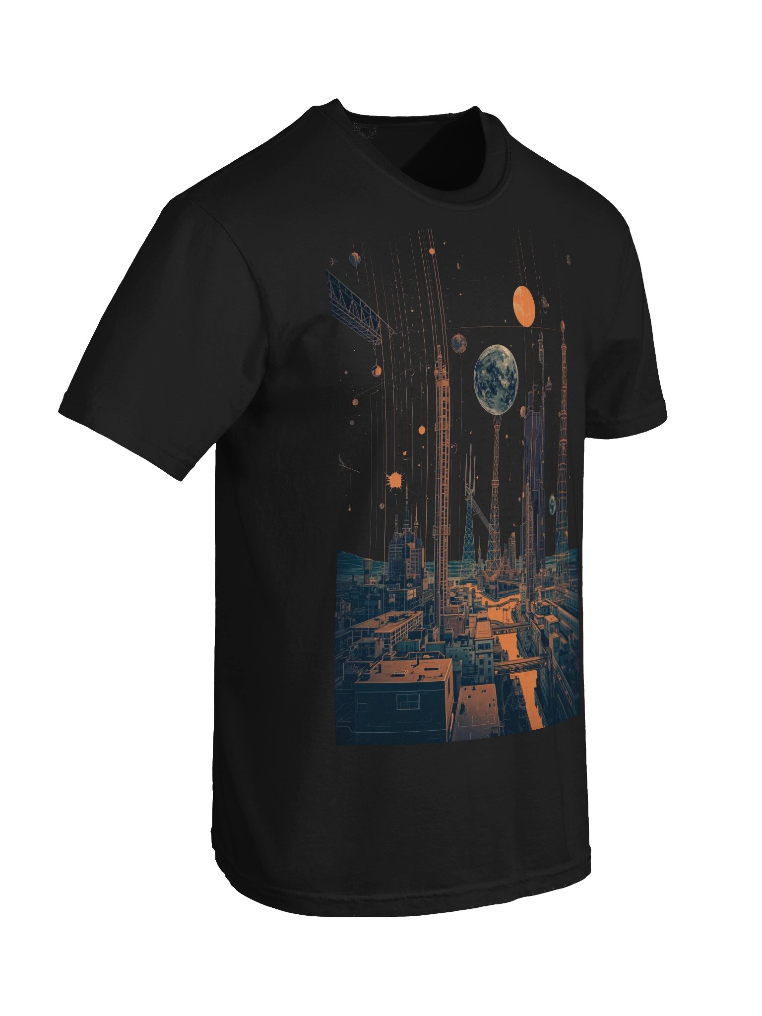 Retro Futuristic Cityscape Heavyweight T-Shirt product image (4)