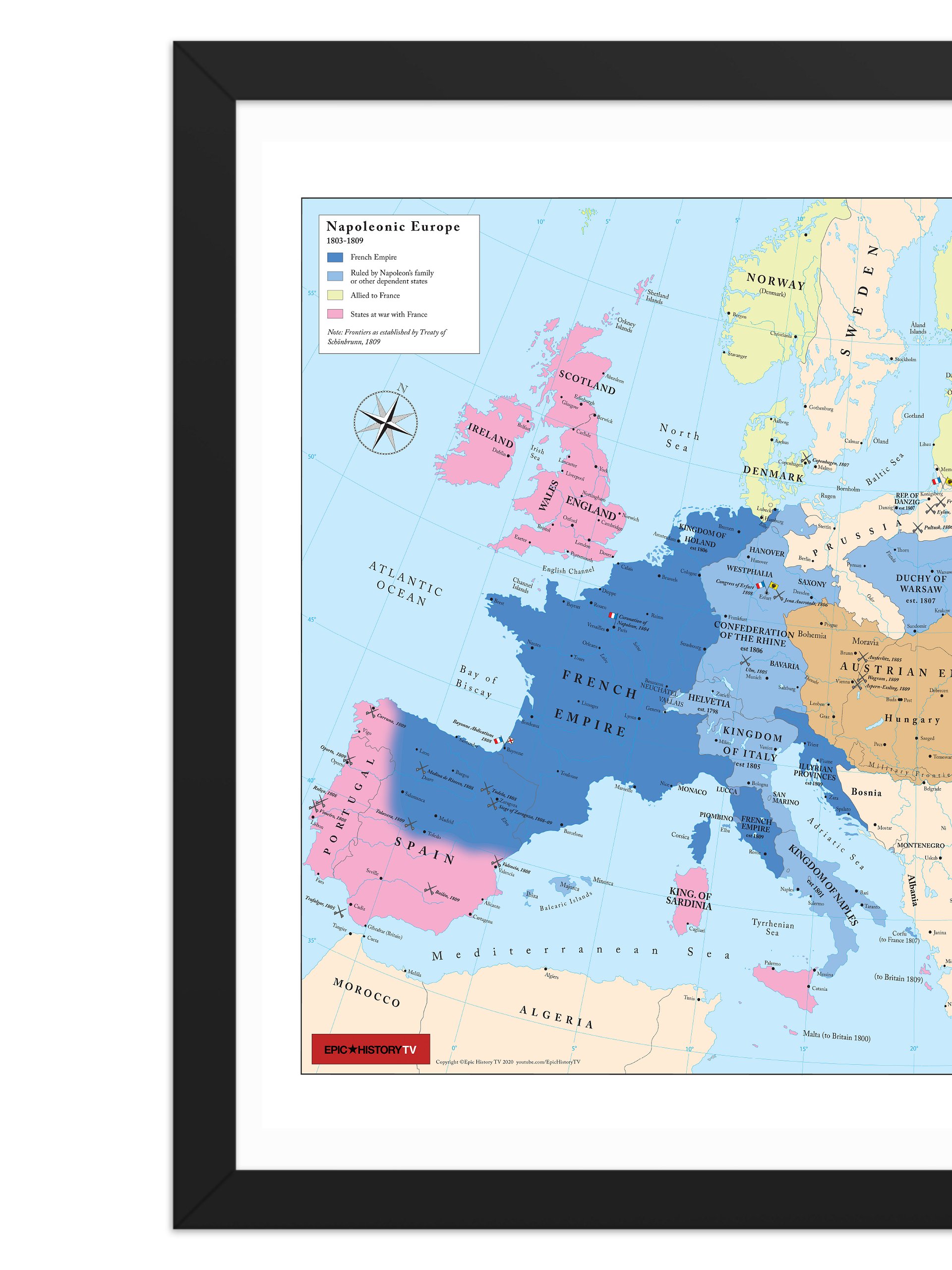 Napoleonic Europe 1809 - Framed Poster product image (2)