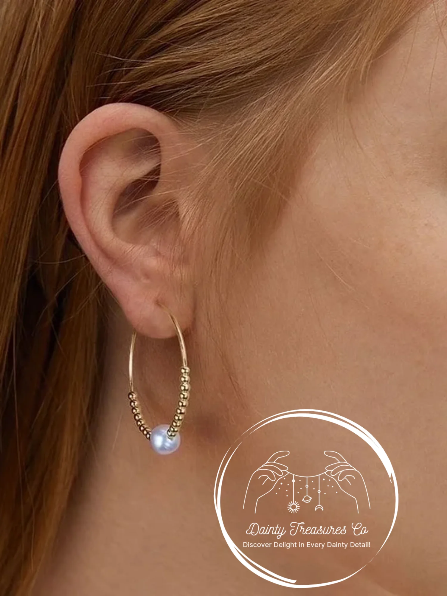Harvest Moon - Freshwater Pearl Hoop Earrings product image (2)