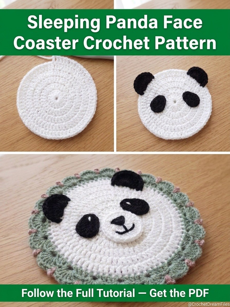 Panda Face Crochet Coaster Pattern product image (3)