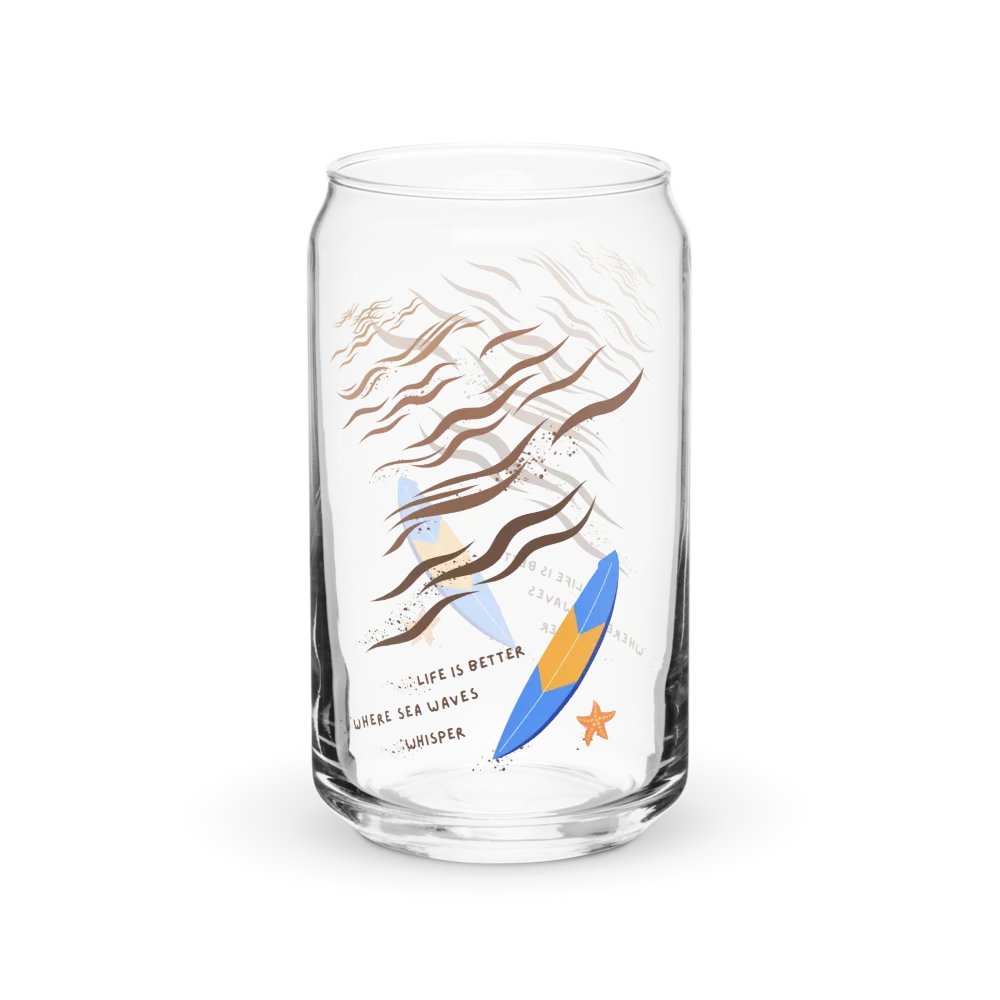 Life Is Better Where Sea Waves Whisper Can-Shaped Glass ( Side -Beach- ) product image (1)