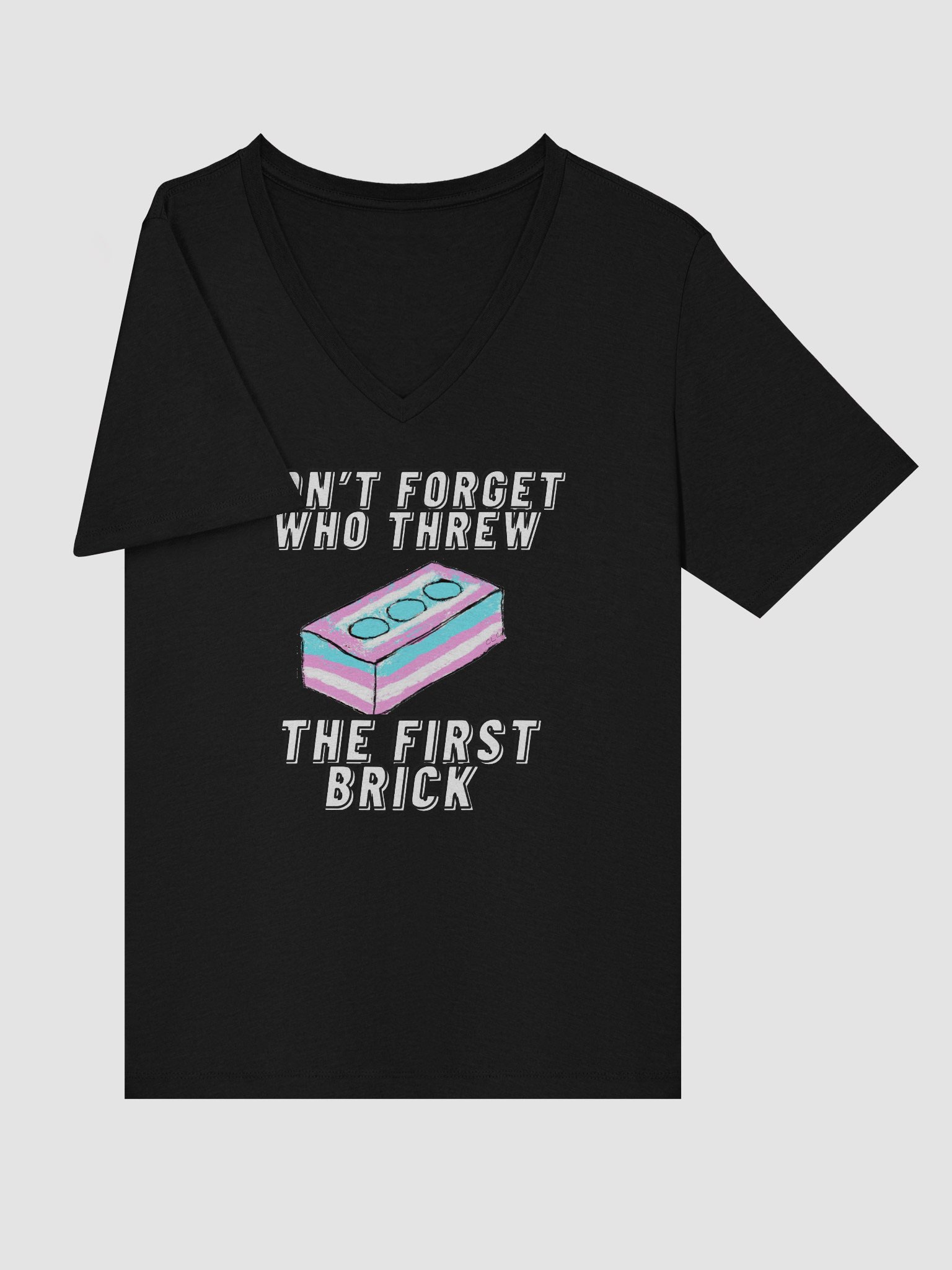 Don't Forget Who Threw The First Brick Relaxed V-Neck Tee product image (21)