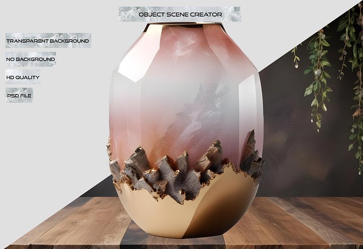 Golden Dawn – Luxe Crystal Vase PNG product image (2)