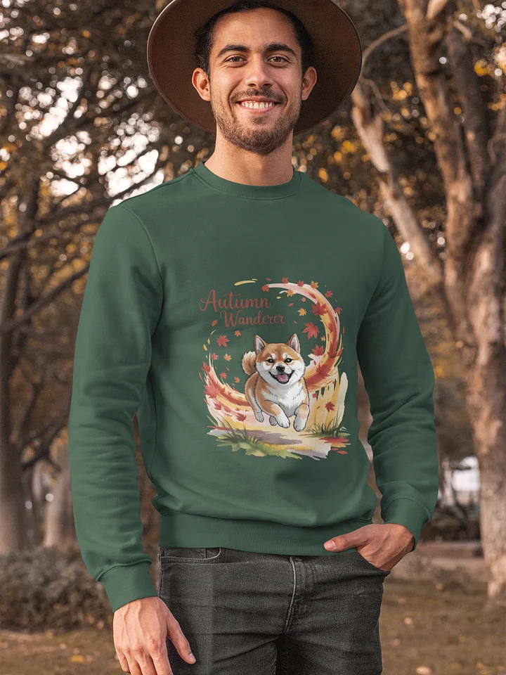 "Autumn Wanderer" Shiba Inu Sweatshirt | Cozy Fall Dog & Leaves Crewneck | Cottagecore Pullover product image (1)